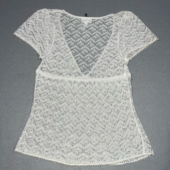LOFT Tops - LOFT Cream Lace Knit Top Ann Taylor Crochet